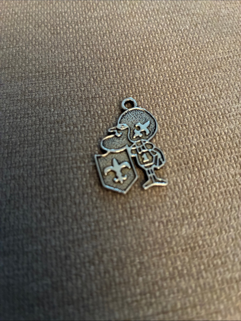 Silver Cartoon Charm Pendant with Fleur-de-Lis Shield